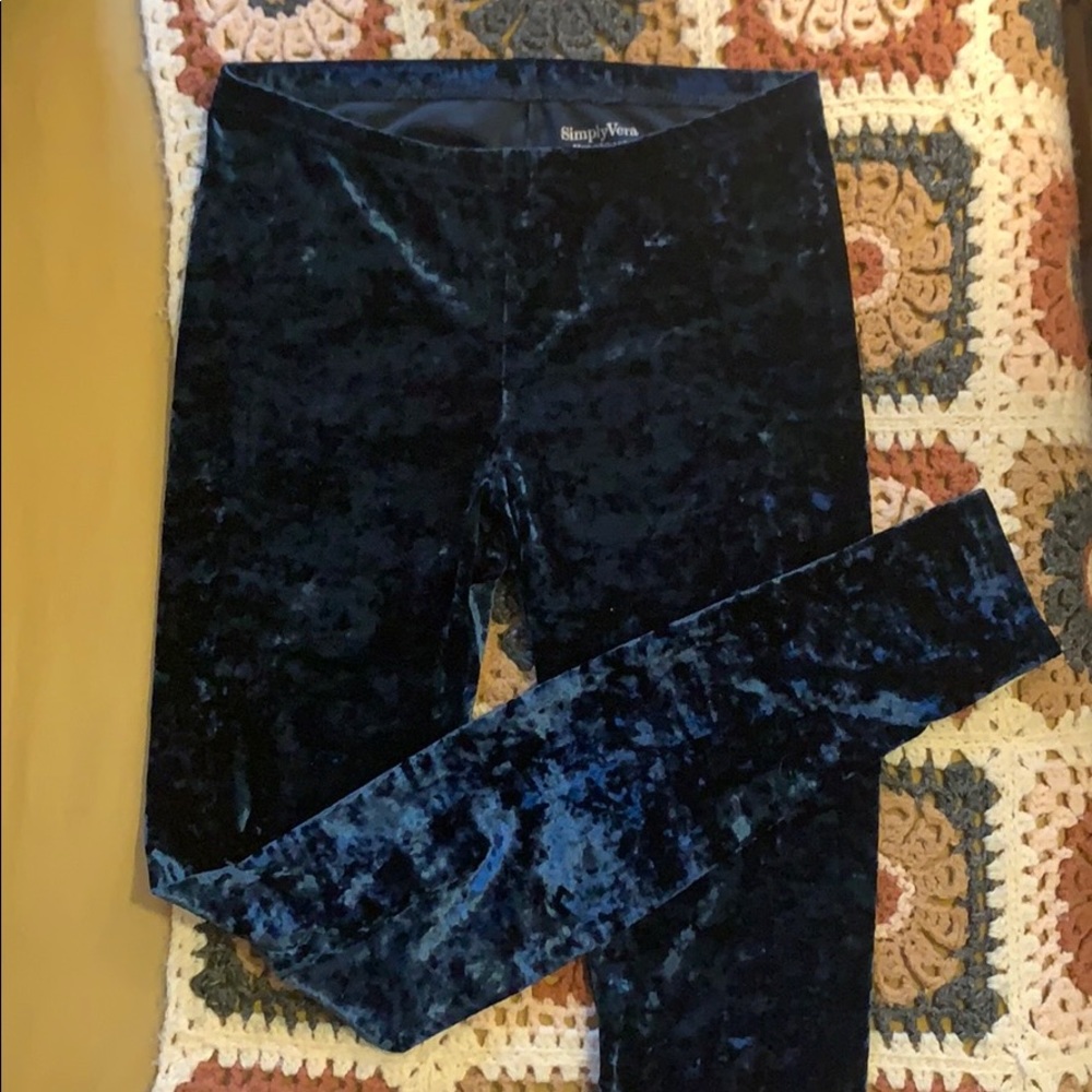 Vera Wang Blue Velvet Leggings